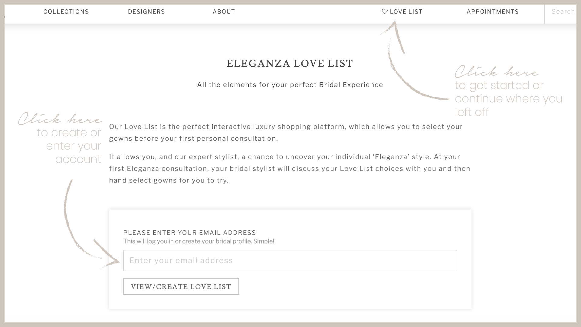 HOW TO: Use the Eleganza Love List Image